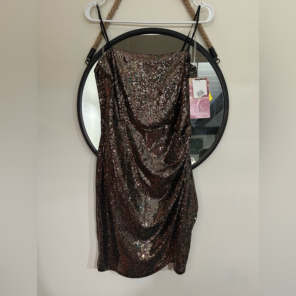Dry Goods Shimmering Black and Gold Dress